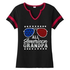 All American Grandpa 4th Of July Family Matching Sunglasses Fathers Day Ladies Halftime Notch Neck Tee