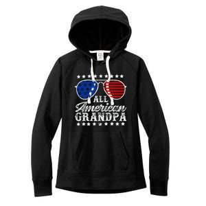 All American Grandpa 4th Of July Family Matching Sunglasses Fathers Day Women's Fleece Hoodie