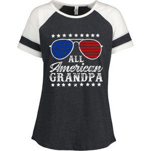 All American Grandpa 4th Of July Family Matching Sunglasses Fathers Day Enza Ladies Jersey Colorblock Tee