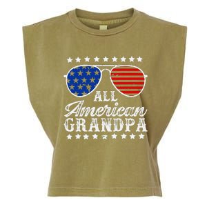 All American Grandpa 4th Of July Family Matching Sunglasses Fathers Day Garment-Dyed Women's Muscle Tee