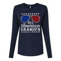 All American Grandpa 4th Of July Family Matching Sunglasses Fathers Day Womens Cotton Relaxed Long Sleeve T-Shirt