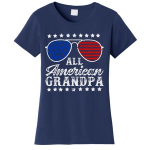 All American Grandpa 4th Of July Family Matching Sunglasses Fathers Day Women's T-Shirt