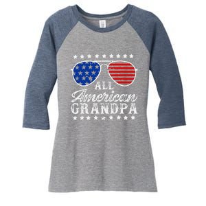 All American Grandpa 4th Of July Family Matching Sunglasses Fathers Day Women's Tri-Blend 3/4-Sleeve Raglan Shirt