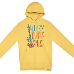 Autism Awareness Guitar Premium Pullover Hoodie