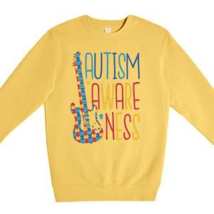 Autism Awareness Guitar Premium Crewneck Sweatshirt