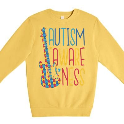 Autism Awareness Guitar Premium Crewneck Sweatshirt