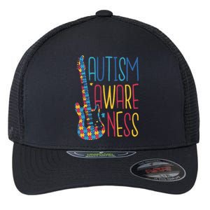 Autism Awareness Guitar Flexfit Unipanel Trucker Cap