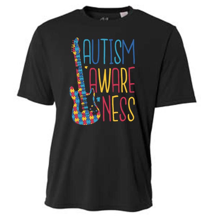 Autism Awareness Guitar Cooling Performance Crew T-Shirt