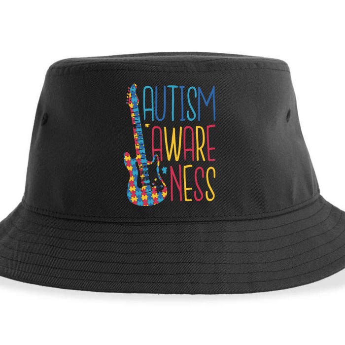 Autism Awareness Guitar Sustainable Bucket Hat