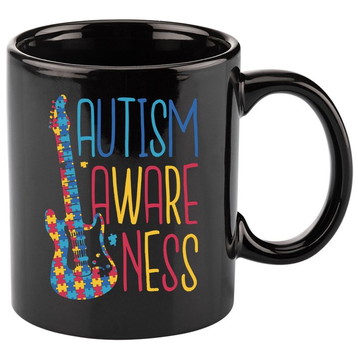 Autism Awareness Guitar 11oz C Handle Ceramic Mug