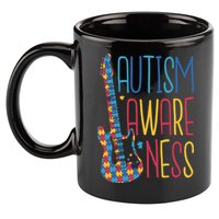 Autism Awareness Guitar 11oz C Handle Ceramic Mug