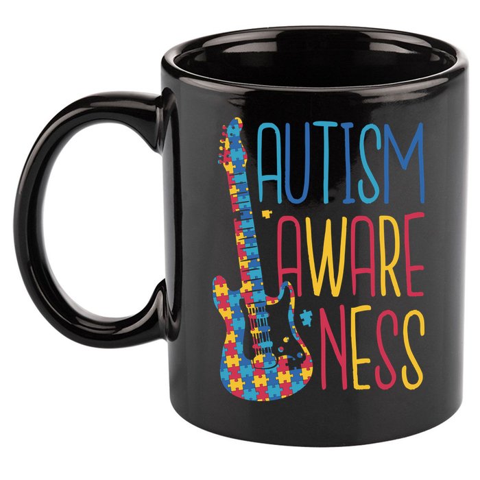 Autism Awareness Guitar 11oz C Handle Ceramic Mug