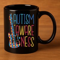 Autism Awareness Guitar 11oz C Handle Ceramic Mug