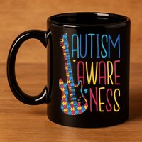 Autism Awareness Guitar 11oz C Handle Ceramic Mug