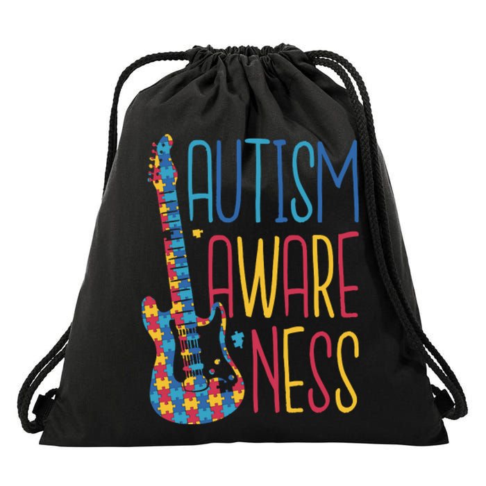 Autism Awareness Guitar Drawstring Bag