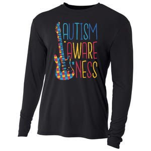 Autism Awareness Guitar Cooling Performance Long Sleeve Crew