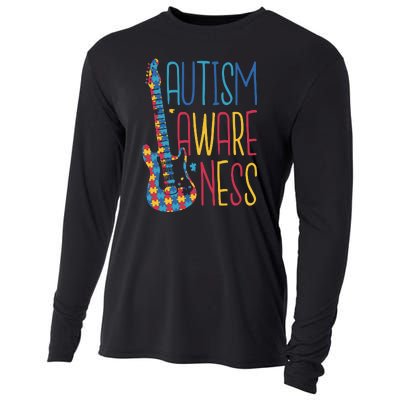 Autism Awareness Guitar Cooling Performance Long Sleeve Crew