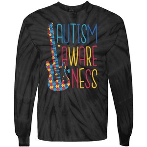 Autism Awareness Guitar Tie-Dye Long Sleeve Shirt