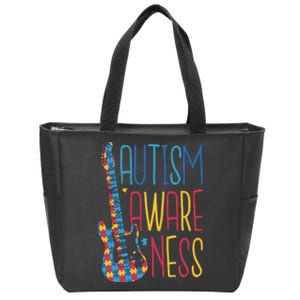 Autism Awareness Guitar Zip Tote Bag