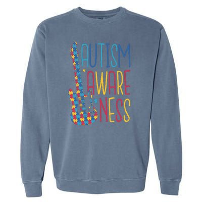 Autism Awareness Guitar Garment-Dyed Sweatshirt