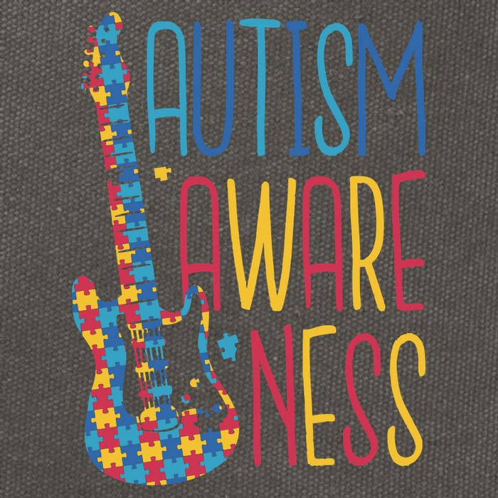 Autism Awareness Guitar Cotton Canvas Backpack