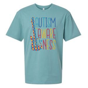 Autism Awareness Guitar Sueded Cloud Jersey T-Shirt