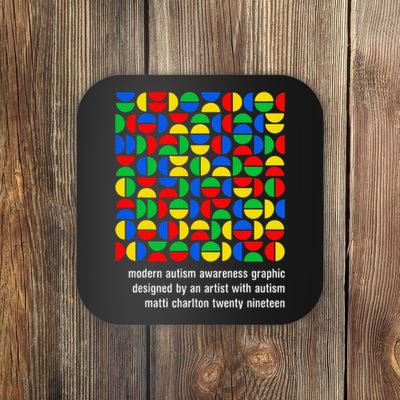 Austism Awareness Graphic Design Bauhaus Style Modern Art Coaster