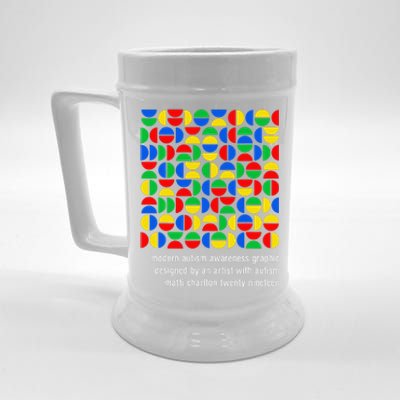 Austism Awareness Graphic Design Bauhaus Style Modern Art Beer Stein