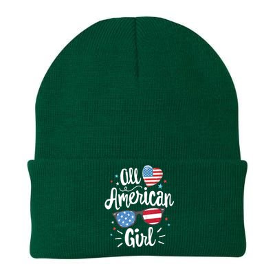 All American Girl Women American Flag 4th Of July Patriotic Knit Cap Winter Beanie