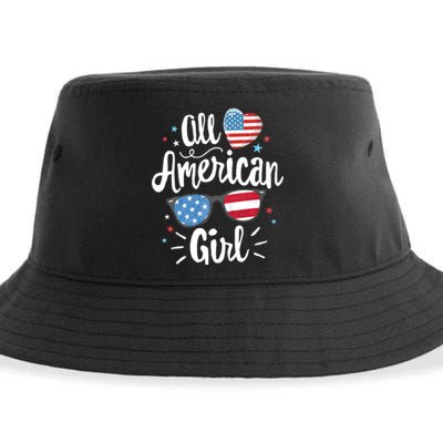 All American Girl Women American Flag 4th Of July Patriotic Sustainable Bucket Hat