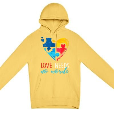 Autism Awareness Gift Love Needs No Words Cool Gift Premium Pullover Hoodie