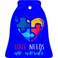 Autism Awareness Gift Love Needs No Words Cool Gift Ceramic Bell Ornament