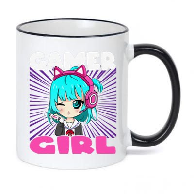 Anime and Gaming chibi graphic Video Games Gamer   11oz Black Color Changing Mug