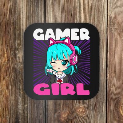 Anime and Gaming chibi graphic Video Games Gamer   Coaster