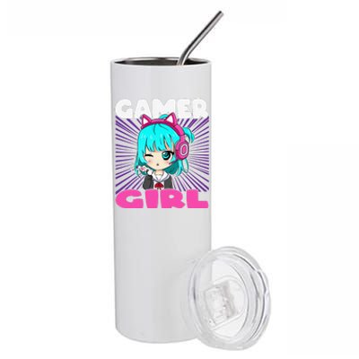 Anime and Gaming chibi graphic Video Games Gamer   Stainless Steel Tumbler