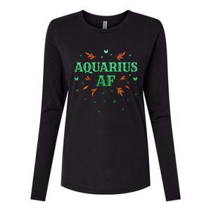 Aquarius Af / Green Aquarius Astrology Sign Horoscope Design Gift Womens Cotton Relaxed Long Sleeve T-Shirt