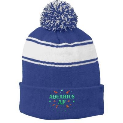 Aquarius Af / Green Aquarius Astrology Sign Horoscope Design Gift Stripe Pom Pom Beanie