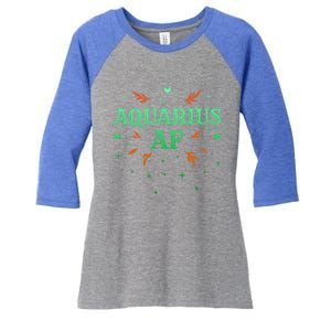 Aquarius Af / Green Aquarius Astrology Sign Horoscope Design Gift Women's Tri-Blend 3/4-Sleeve Raglan Shirt