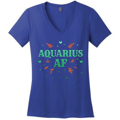 Aquarius Af / Green Aquarius Astrology Sign Horoscope Design Gift Women's V-Neck T-Shirt