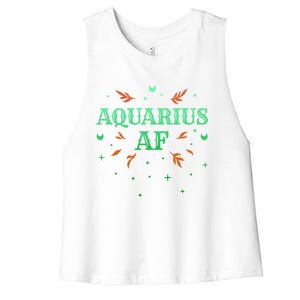 Aquarius Af / Green Aquarius Astrology Sign Horoscope Design Gift Women's Racerback Cropped Tank