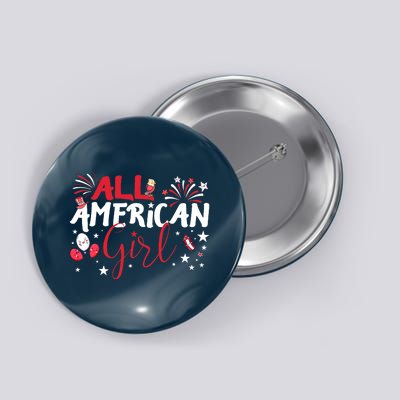 All American Girl for Independence Day | Girl patriotic Button