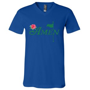 Amen Azalea Golf Masters Floral Golfing Enthusiast V-Neck T-Shirt