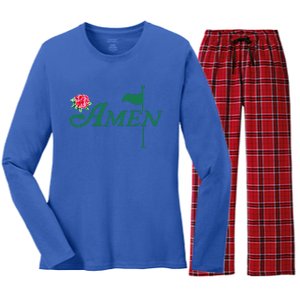 Amen Azalea Golf Masters Floral Golfing Enthusiast Women's Long Sleeve Flannel Pajama Set 