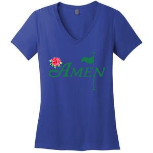 Amen Azalea Golf Masters Floral Golfing Enthusiast Women's V-Neck T-Shirt