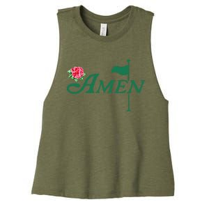 Amen Azalea Golf Masters Floral Golfing Enthusiast Women's Racerback Cropped Tank