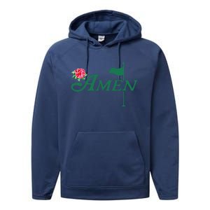 Amen Azalea Golf Masters Floral Golfing Enthusiast Performance Fleece Hoodie