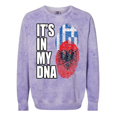 Albanian And Greek Mix Dna Flag Heritage Colorblast Crewneck Sweatshirt