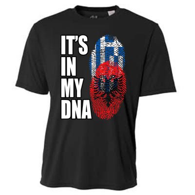 Albanian And Greek Mix Dna Flag Heritage Cooling Performance Crew T-Shirt