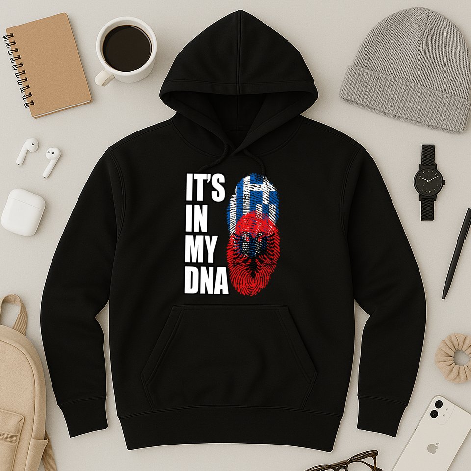 Albanian And Greek Mix Dna Flag Heritage Hoodie
