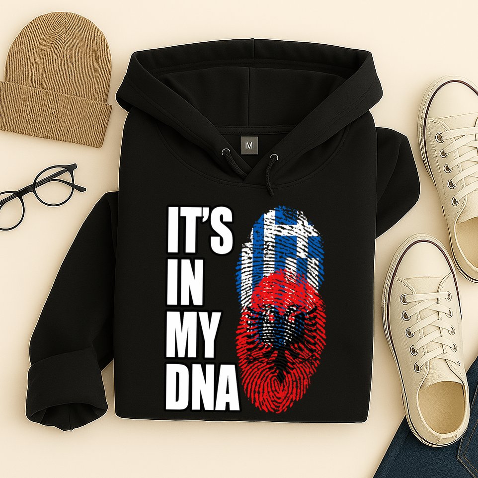 Albanian And Greek Mix Dna Flag Heritage Hoodie